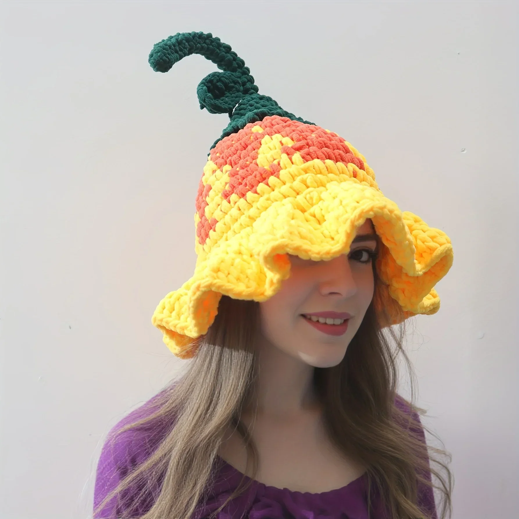 Custom 1pc Women's Floral Hand-Crocheted Wizard Hat, Soft and Warm, Multicolor Options, Halloween Magic Theme Party Headwear