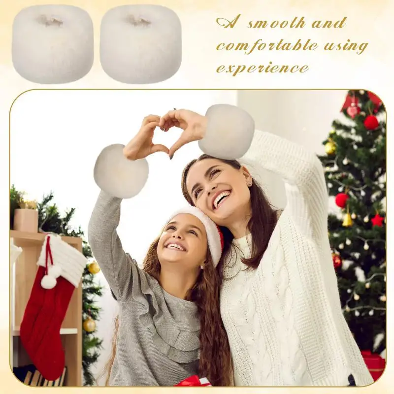 1Pair Women Winter Cold Warm Fur Elastic Wrist Slap On Decorative Wrist Cuff Ladies Solid Color Arm Warmer Plush Wrist Protector