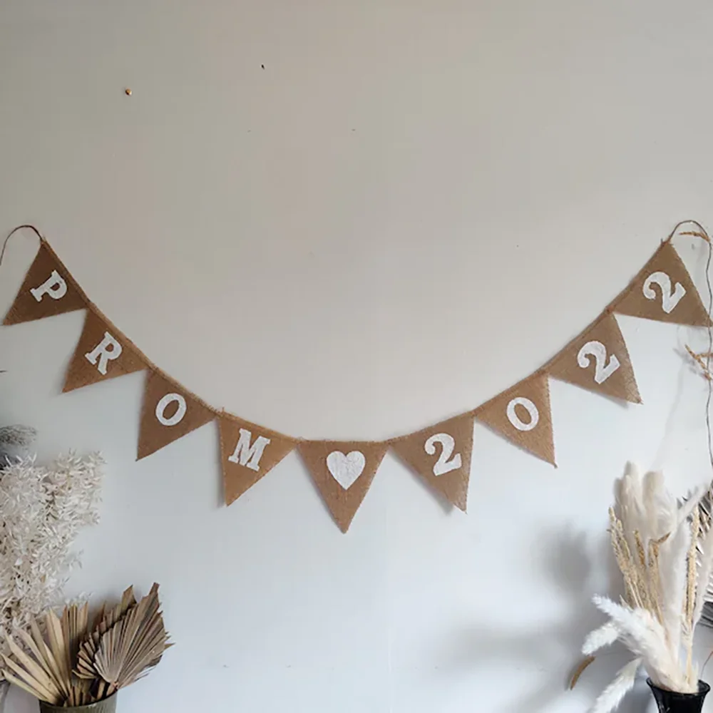 Personalisiertes Dreieckiges Jute-Banner Rustikale Babyparty-Dekoration Kindergeburtstags-Accessoires Gestalten Sie Ihr Eigenes Banner – Detail 1