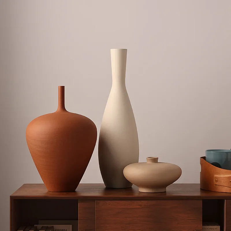 Retro Porcelain Vases Living Room Decoration Flower Bottle Desktop Flower Vessel Ornament Simple Home Decoration Accessories