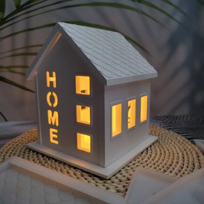 

Light House with Roof Silicone Mold Buildable House Raysin Molds with HOME Hollow House Building Decor Concrete Casting