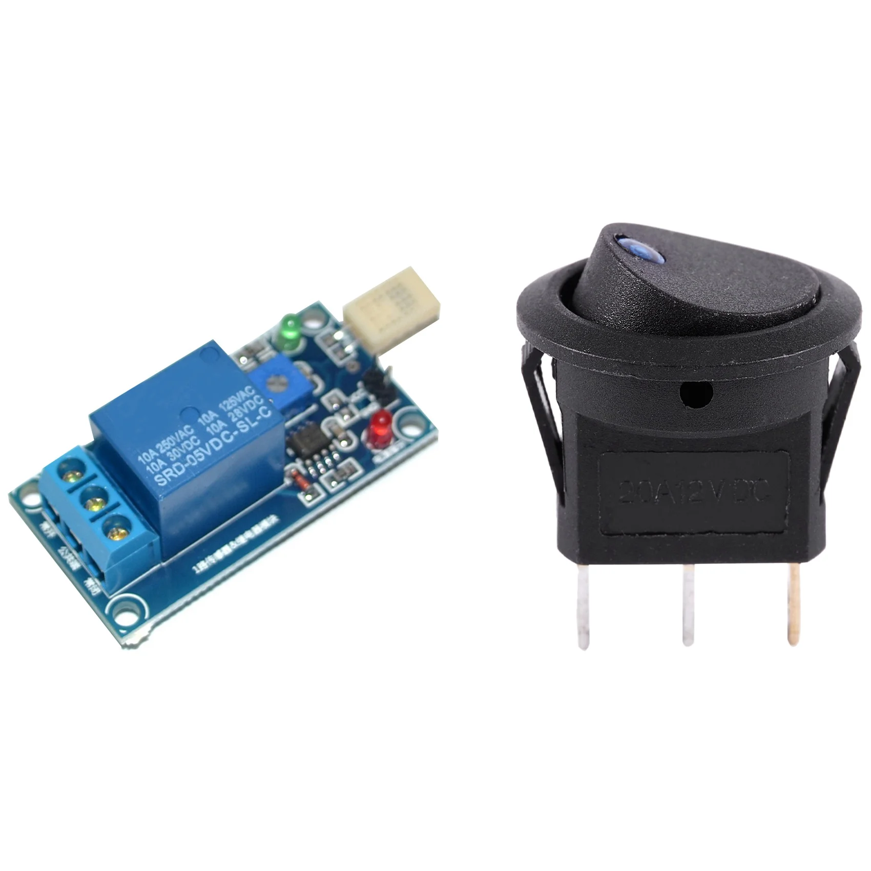 A29F-12V LED Inverter Rocking Rocker Schalter RUND SPST ON-OFF & T9 DC5V Feuchtigkeit Empfindliche Schalter Relais Modul