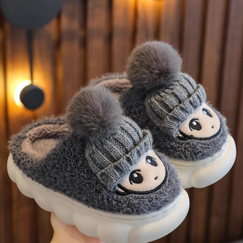 Children\'s cotton slippers women\'s autumn and winter home warmth boys\' fur slippers cartoon cute anti slip girls\' cotton sli