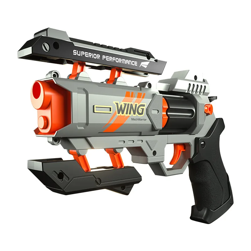 

Revolver Toy Gun Pistol Burst Mech Rapid Deformation Mechanical Firing Manual Loading Versus Soft Bullet Long Range Boys