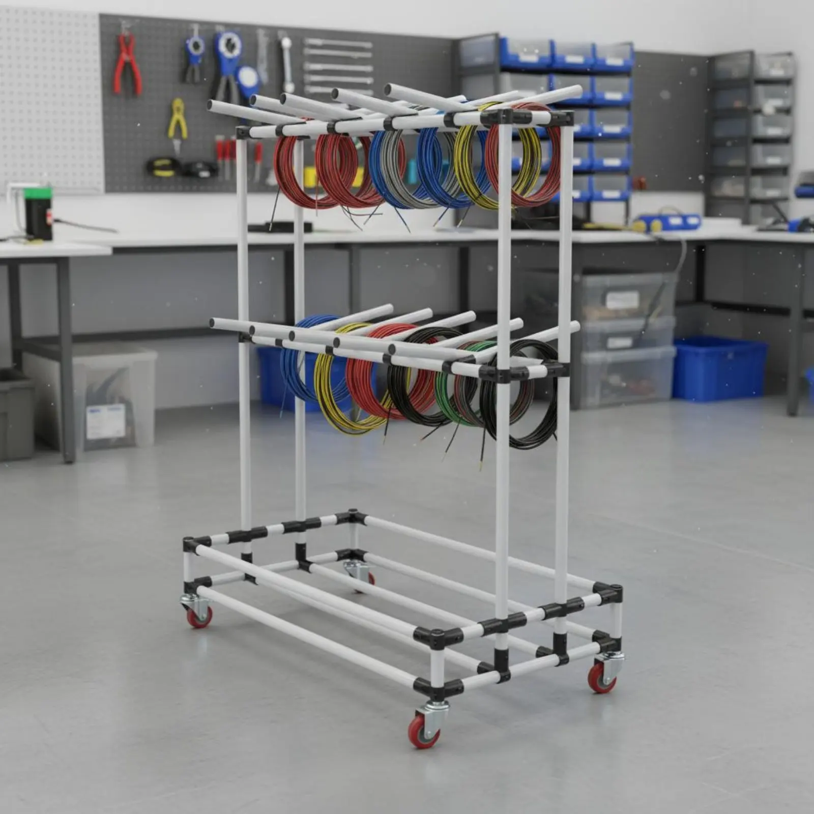 

Wire Harness Rack Easy to Sort Wire Hanger Rack Industrial Storage Multi-Layer Heavy Duty for Factory