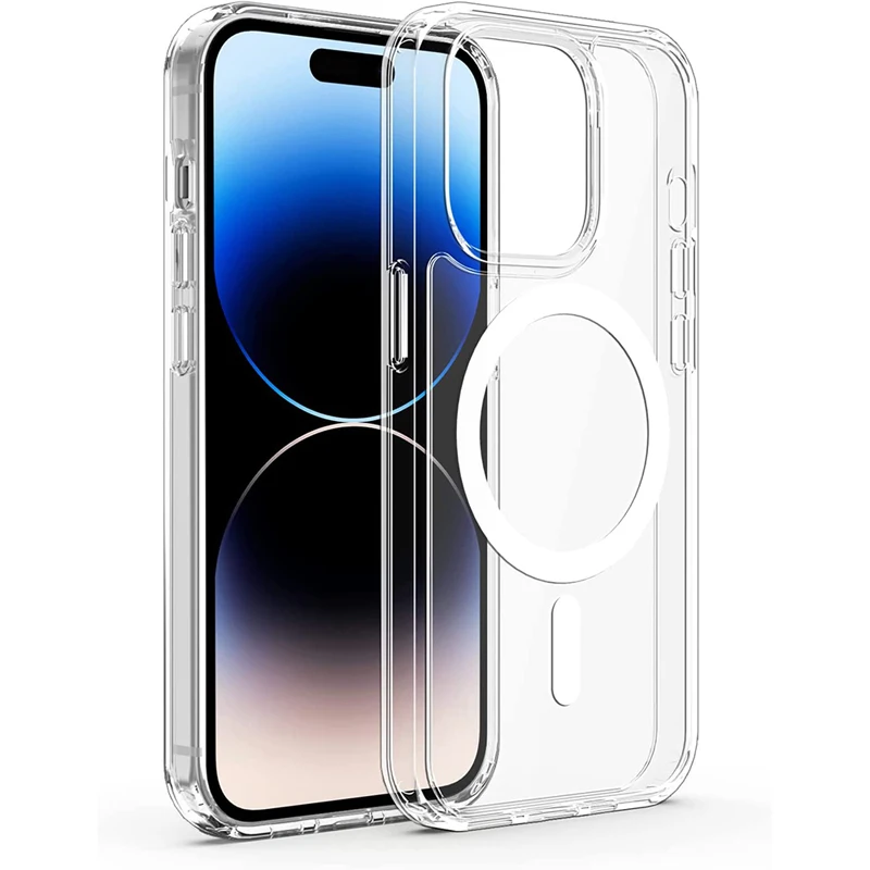 Custodia di ricarica wireless magnetica trasparente da 20 pezzi per iPhone 16 15 14 13 Pro 12 Mini 11 Pro XS Max XR 7 8 Plus Custodia rigida Magsafe