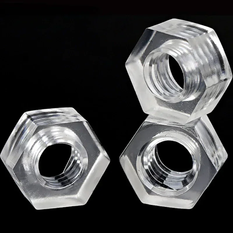 10/50pcs M2 M2.5 M3 Acrylic PC Transparent Hex Nut Polycarbonate Hexagon Locking Nuts For Lighting Lamp Installation Screws Cap