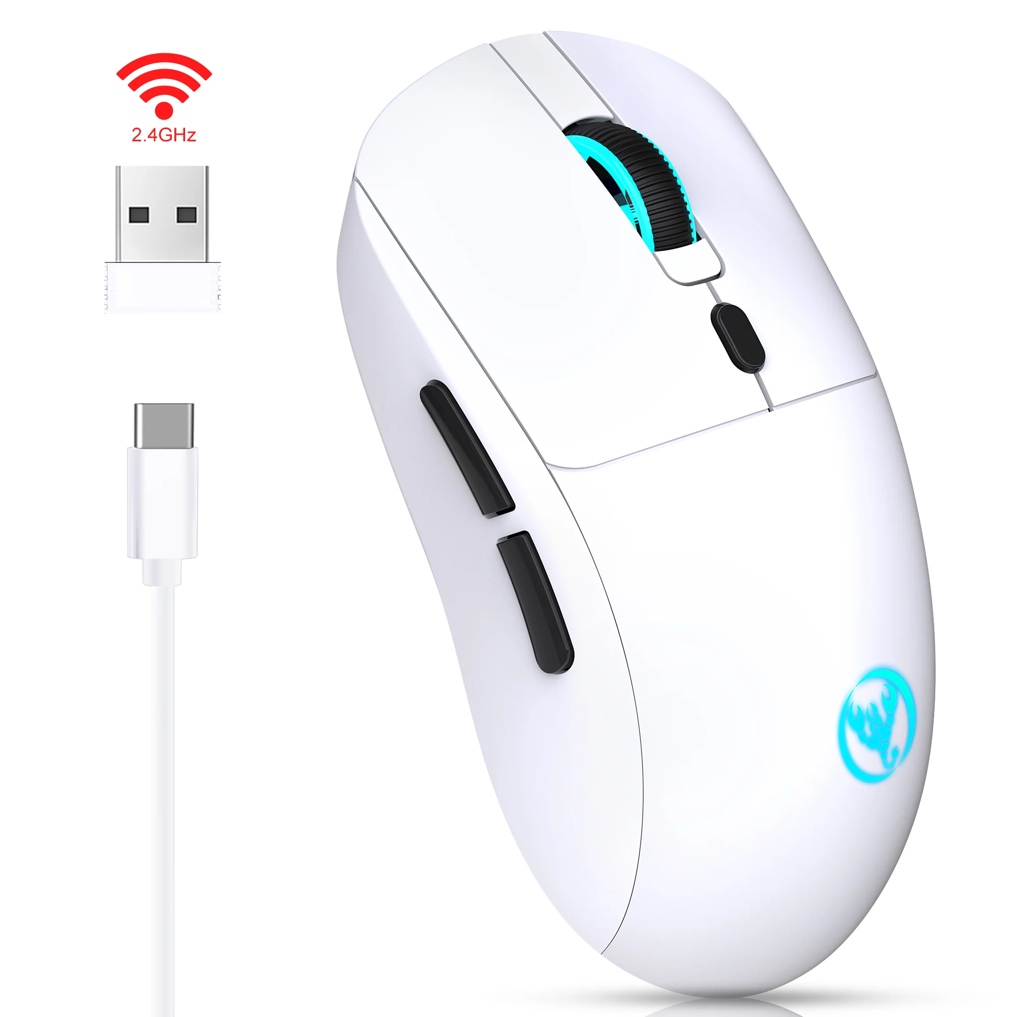 Rechargeable 2.4G USB Wireless Mouse Adjustable 3600dpi 7 Colors RGB Comfortable Mice for Home Office Laptop Computer Gamer