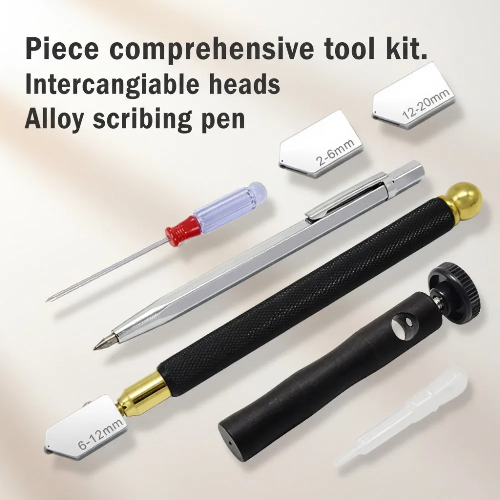 

Glass Cutter Set Oil-filled Glass Cutting Diamond Glass Professional Tile Cutting Tool Suitable for 2-20mm Thick Glass