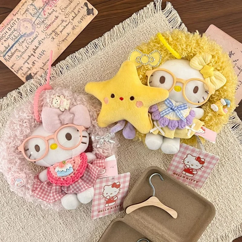 

Anime Hello Kitty cosplay dress-up cartoon plush doll keychain PP cotton stuffed doll Kawaii school bag pendant holiday gift