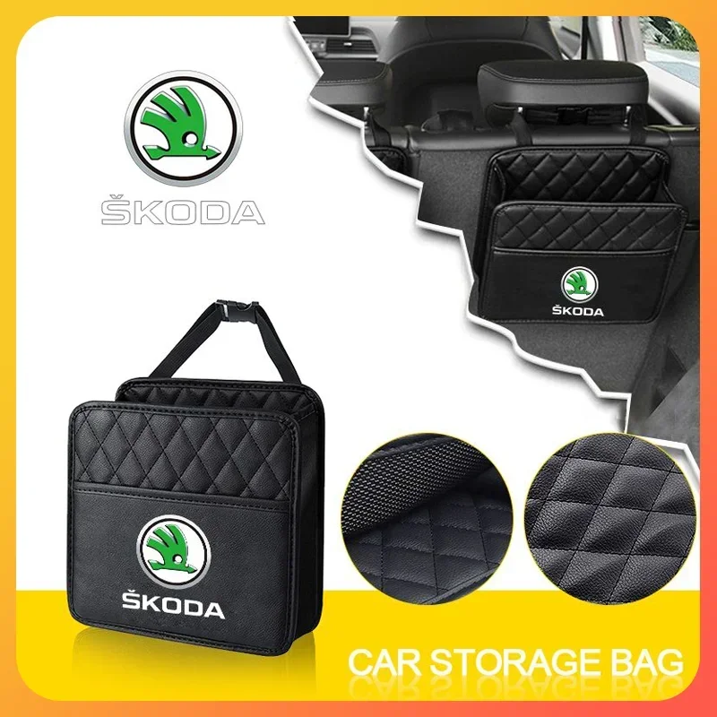 

Car Backseat Organizer Multifunction Leather Interior Hanging Storage Bag For Skoda Octavia Fabia Kamiq Kapoq Kodiaq Rapid SCALA