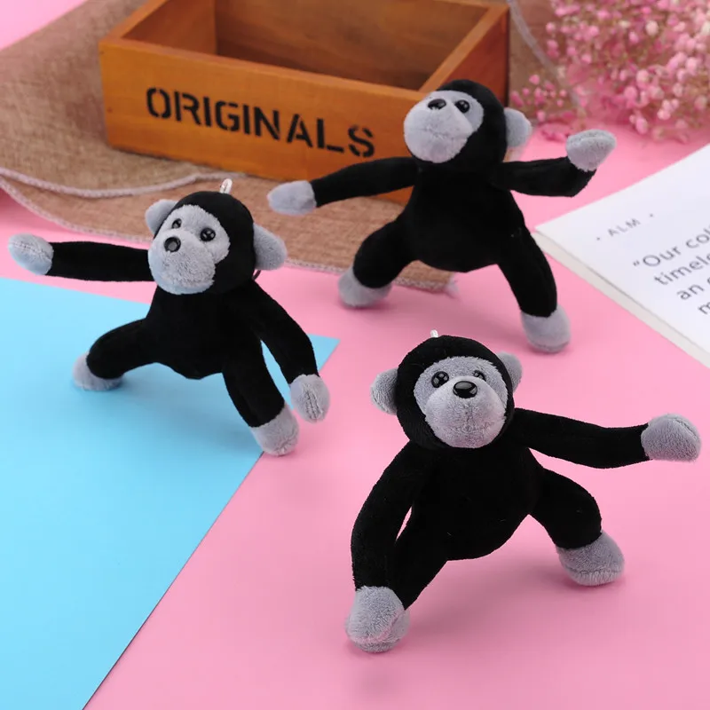 12cm Cute Black Orangutan Animal Plush Doll Soft Plush Fur Monkey Keychain Women's Bag Car Pendant Wedding Party Doll Gift