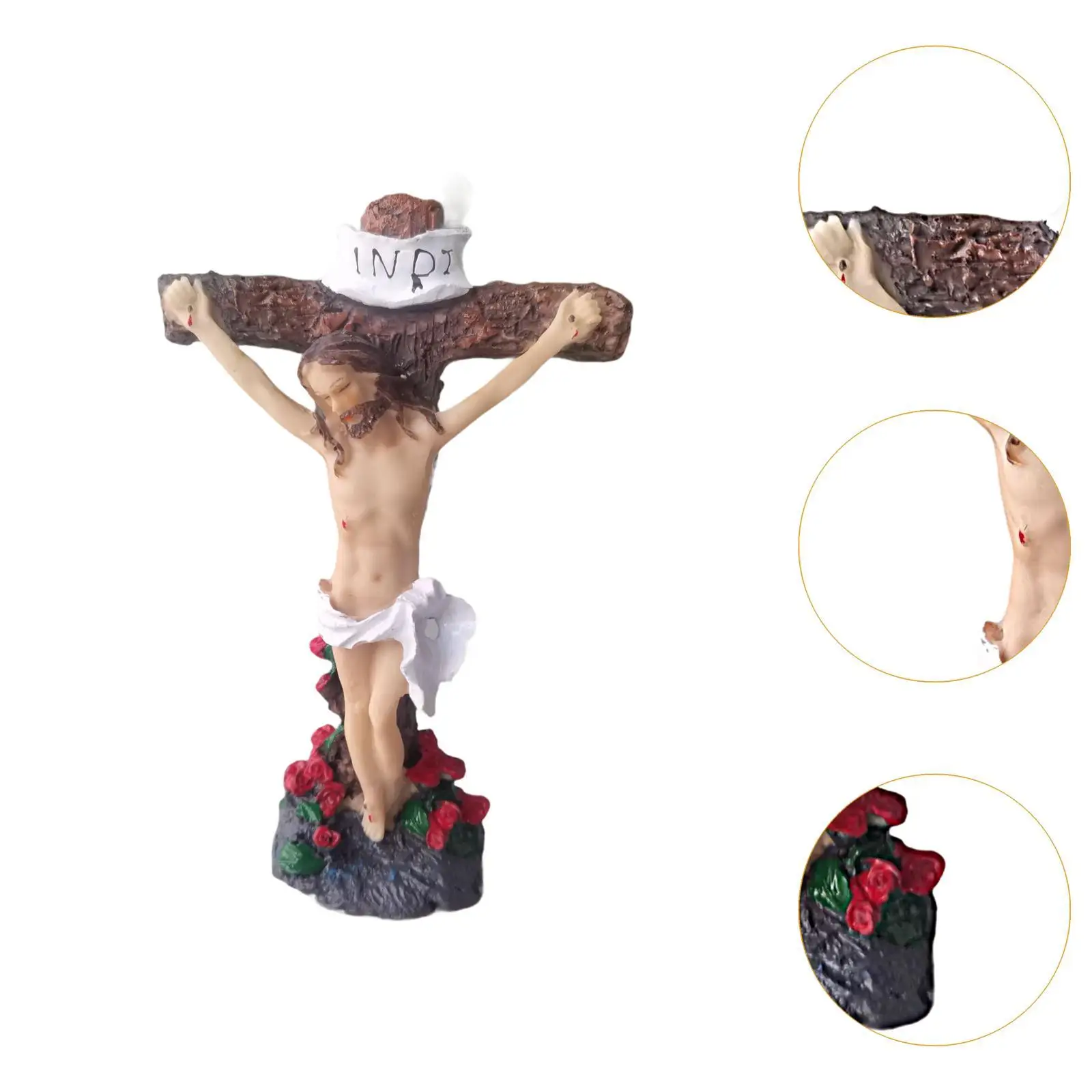 Jesus Crucifix Crosses Figurine Resin Statue for Bookshelf Yard Living Room