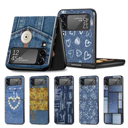 Jeans Cowboy Denim Printed Z Flip 7 Phnoe Case For Samsung Z Flip 6 5 4 3 5G Galaxy ZFlip7 ZFlip4 ZFlip5 ZFlip6 ZFlip3 Phone Cov