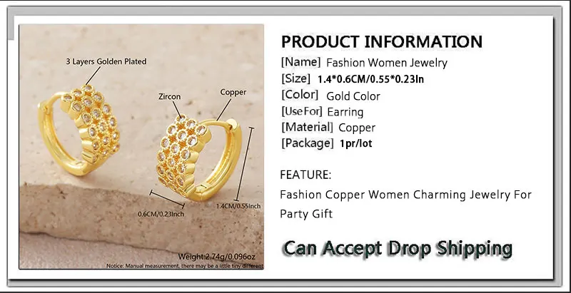 MHS.SUN Neue runde, glänzende, vergoldete Creolen mit kubischen Zirkonia-Steinen, modischer Ohrschmuck für Hochzeit, Party, für Mädchen und Frauen – Detail 16