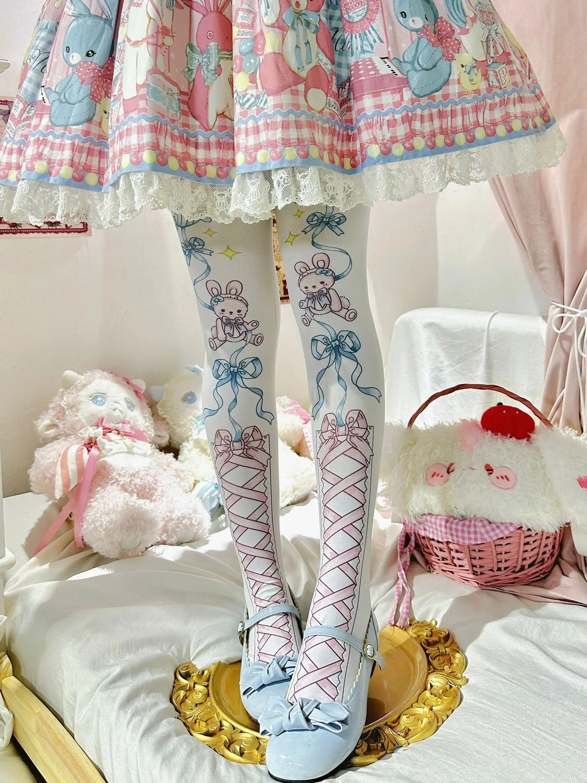 Kawaii Japanese Doll Original Sweetheart Girl Lolita Socks Velvet Sweet Cute Straps Rabbit Lo Pantyhose Leg Socks for Women