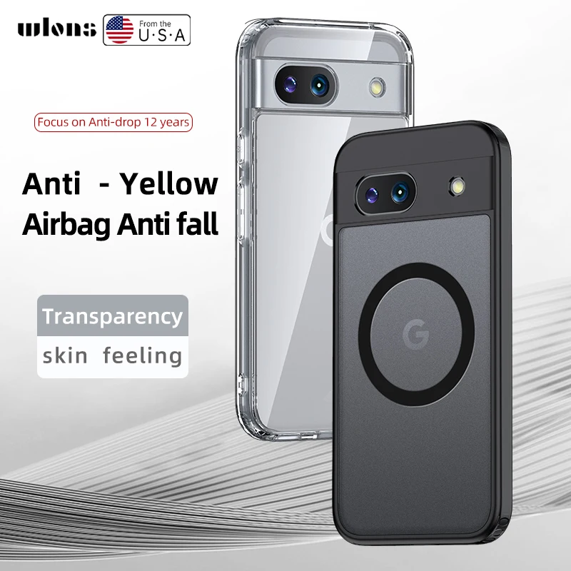 Airbags Shockproof Magnetic Wireless Charging Case Shell For Google Pixel 8a Pixel8a Rugged Protective Armor Back Cover