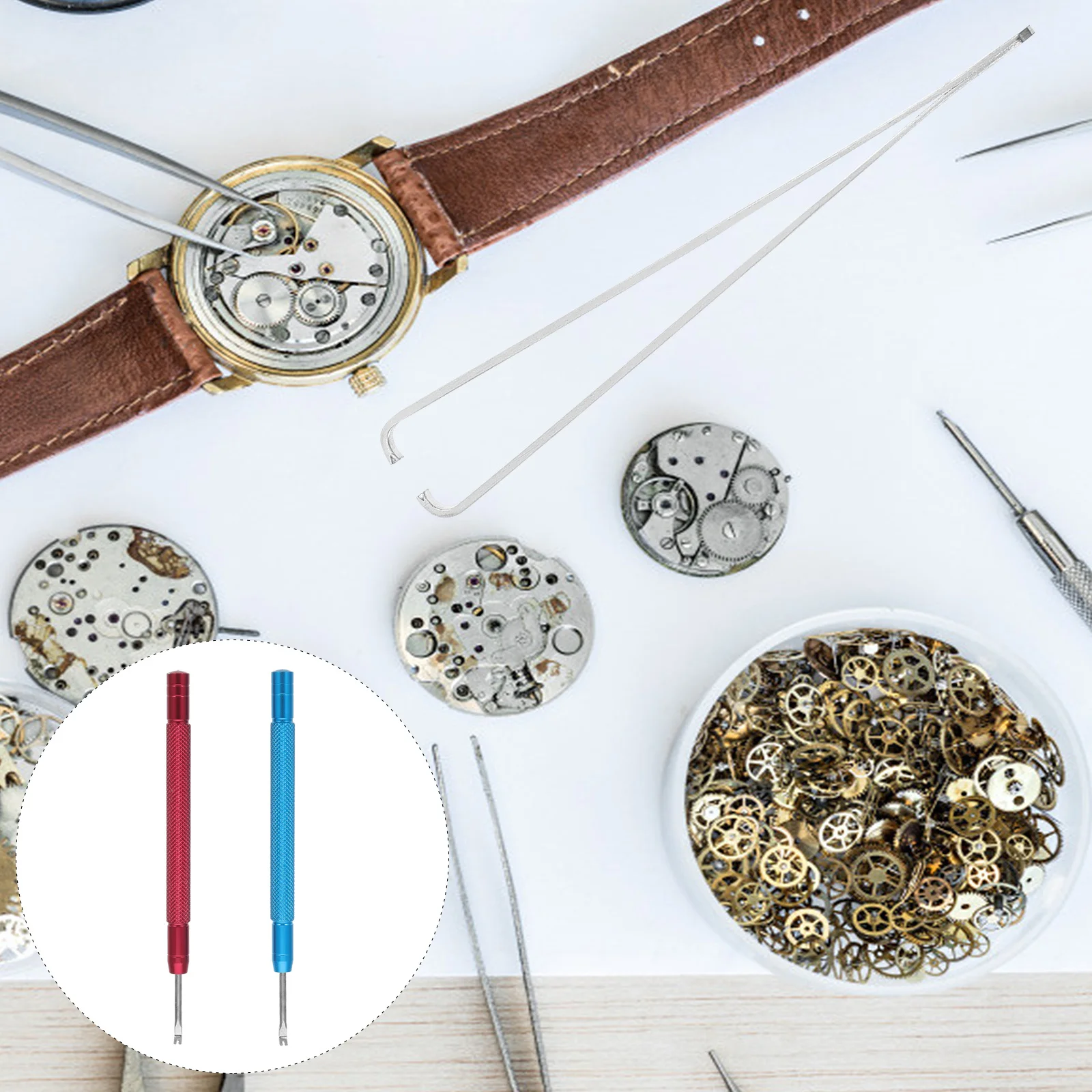 

2Pcs Watch Needle Lifting Tool Knurled Handle Convenient Hold Wonderful Experience Levers Watch Needle Lifting Tool