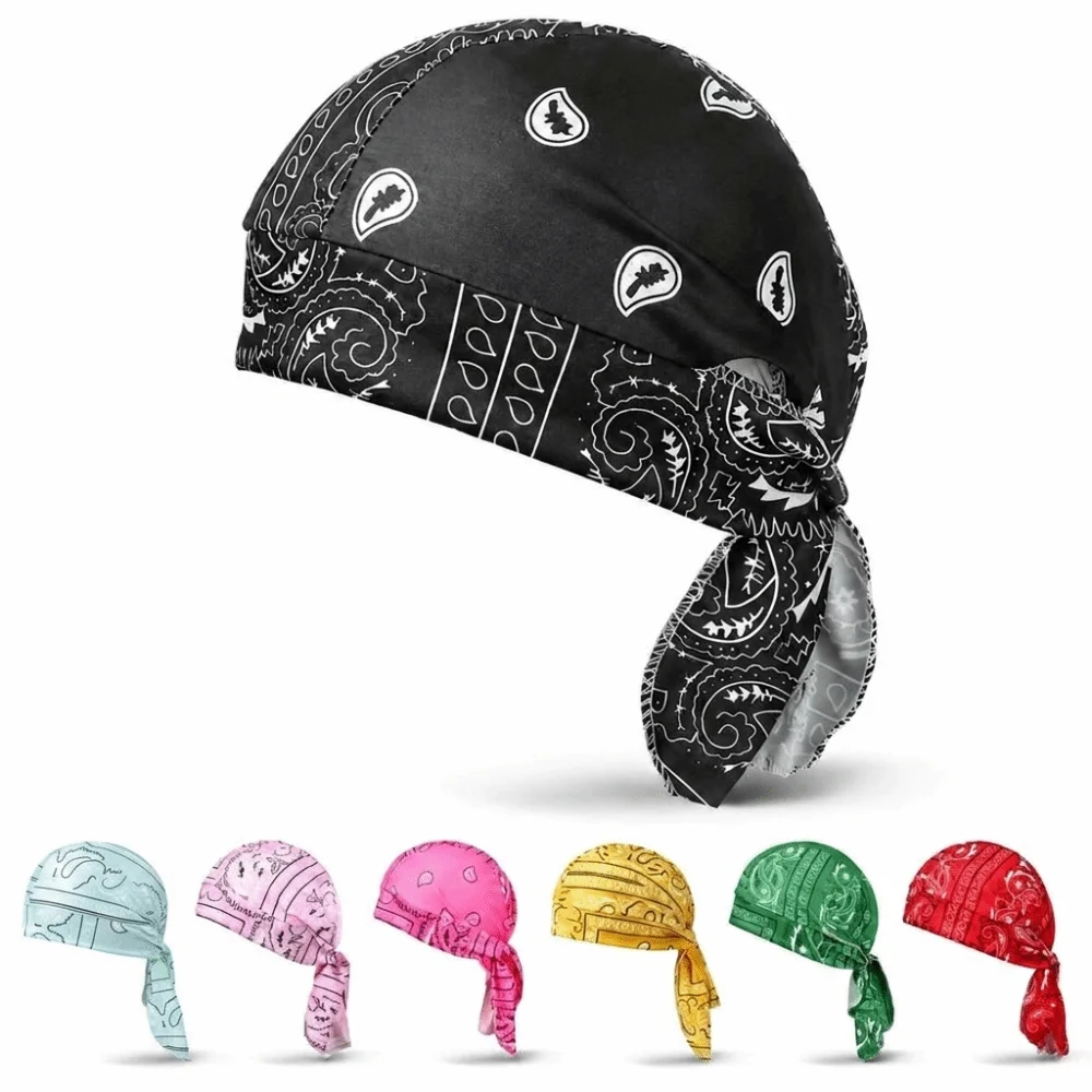 Cashew Print Paisley Printed Headscarf Quick Dry Lightweight Men's Pirate Hat Adjustable Breathable Cycling Headscarf