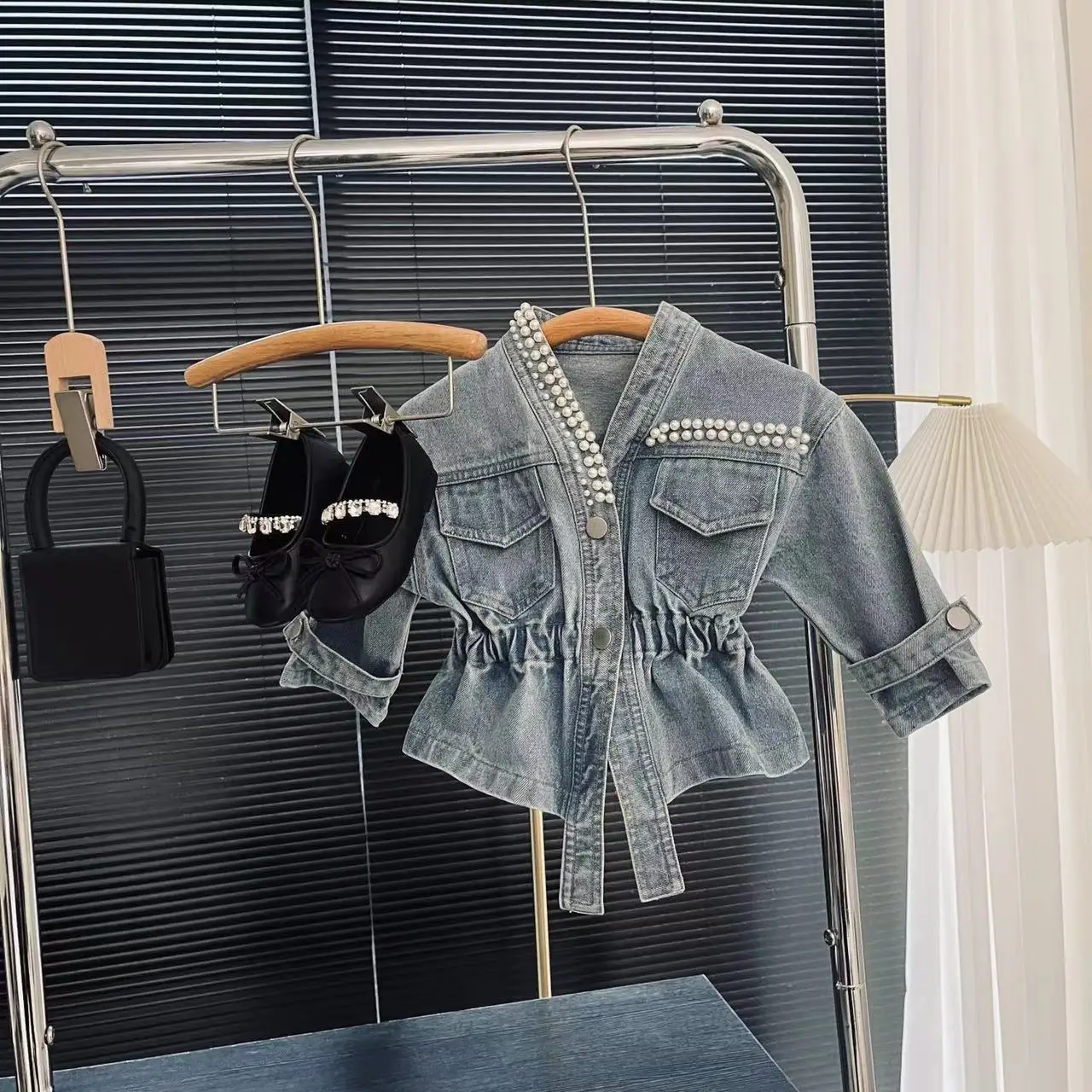 

Женская ковбойская куртка с длинным рукавом, с V-образным вырезом и поясом на резинке