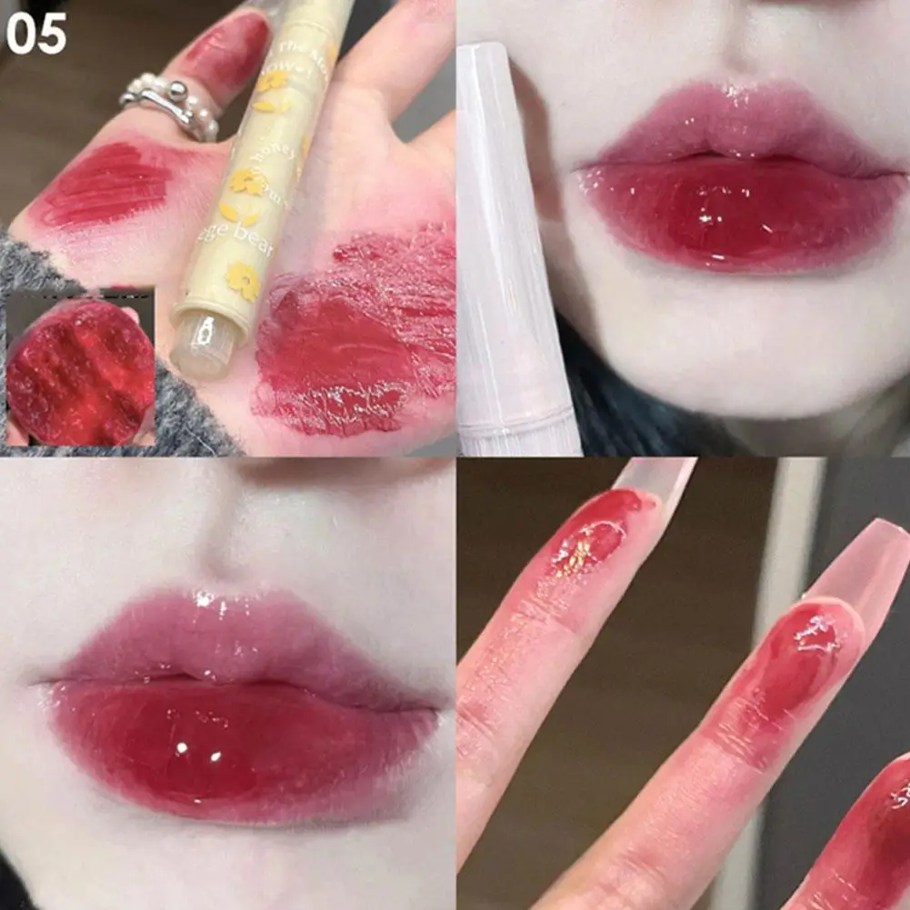 Brillo de labios sólido claro al agua, tinte de labios rosa, cristal de espejo, esmalte de labios hidratante en forma de corazón, lápiz labial, maquillaje