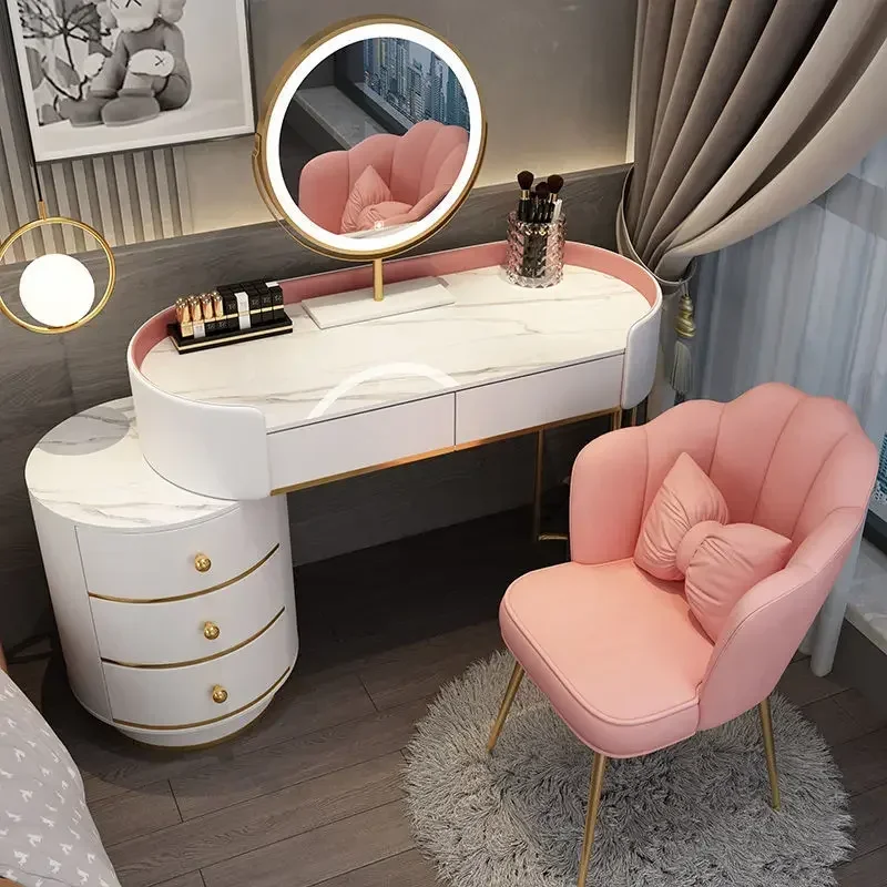 

Storage Organizer Dressing Table Women Nordic Living Room Mirror Dressing Table Led Lights Makeup Coiffeuse De Chambre Furniture