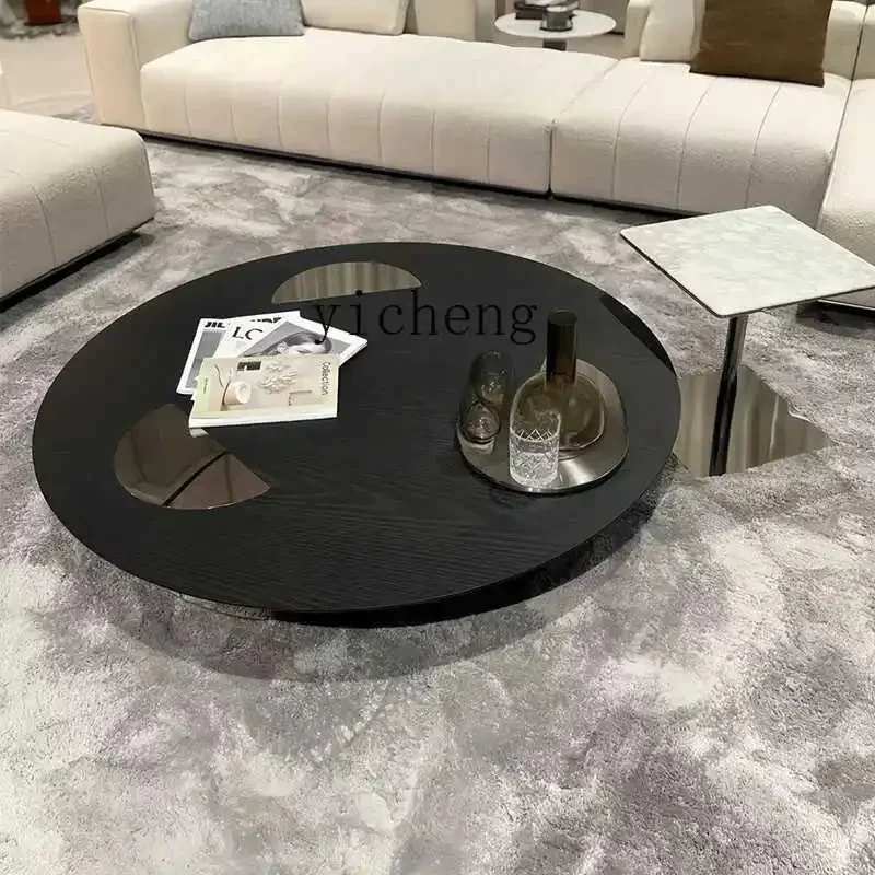 TQH-i7.7   minimalist round suspended coffee table living room household small apartment simple solid wood high-end furniture