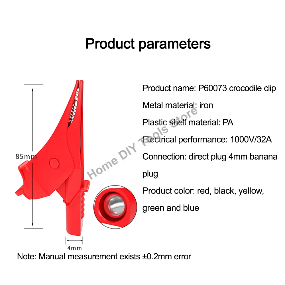 Insulated Battery Test Clip 36mm HV Alligator Clip For Banana Plug 4mm Multimeter Pen Cable Probes Crocodile Clip