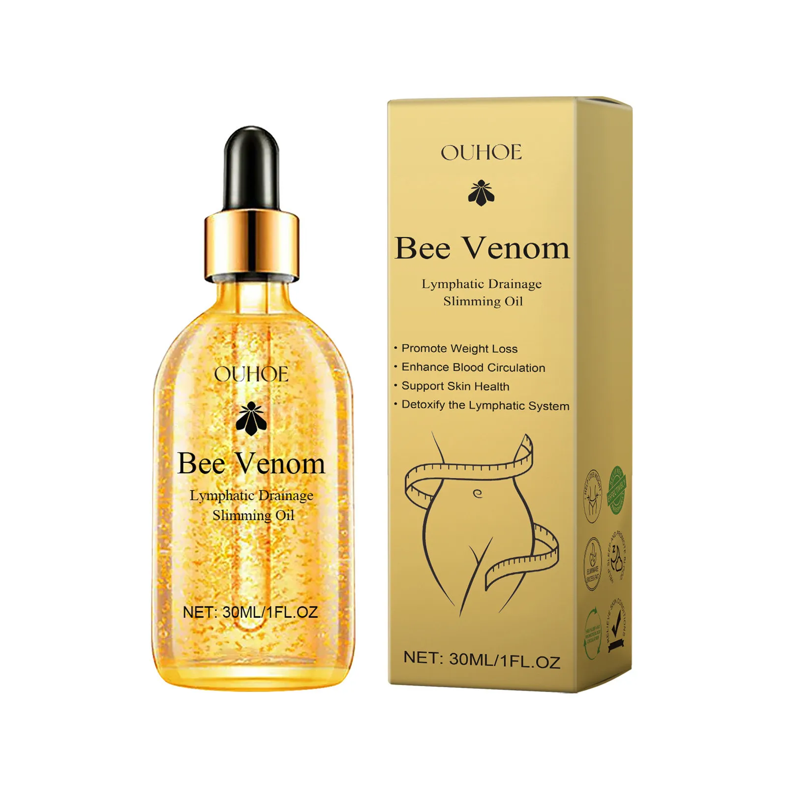 Weight Loss Oil Bee Venom Lymphatic Drainage Detox Anti Swelling Firming Lifting Belly Fat Burner Shaping Body Massage Product