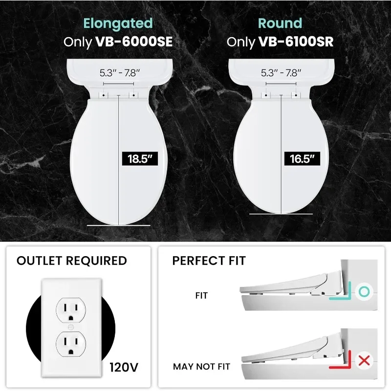 VOVO Electric Smart Bidet Toilet Seat with Dryer Heated Toilet Seat Warm Water Full Stainless steel Nozzle Elongated