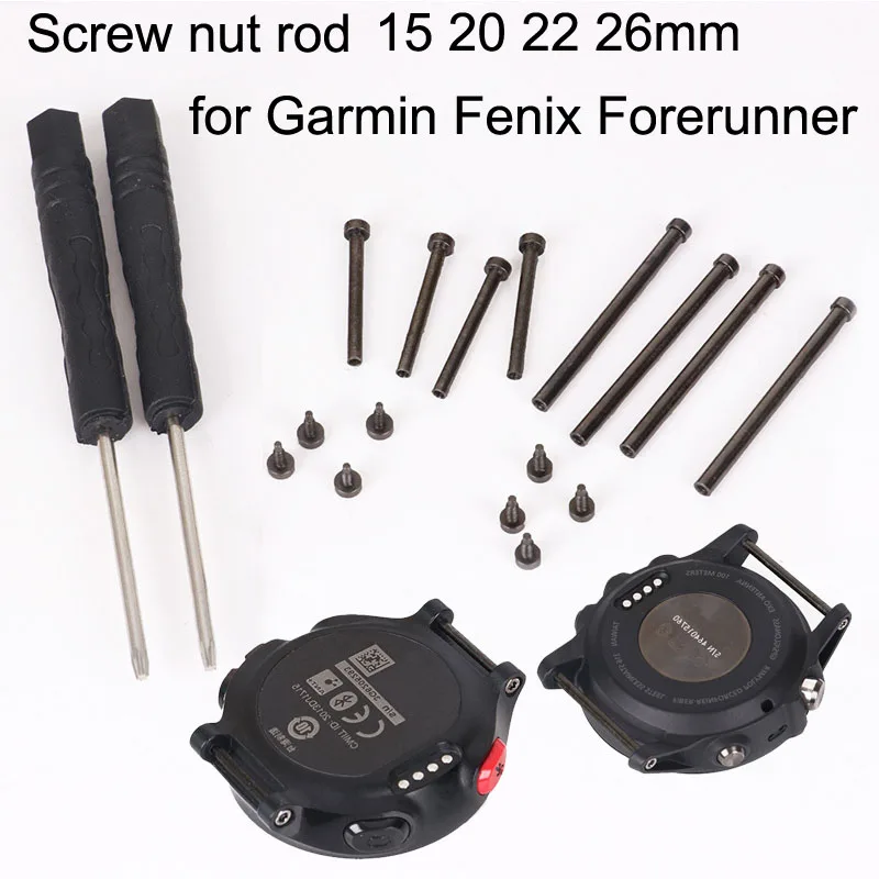 Watch Band Strap Connector Screw Nut Rod for Garmin Fenix 3 5X 6 5S Forerunner 935 Screwdriver 15 20 22 26mm Connecting Pin Bar