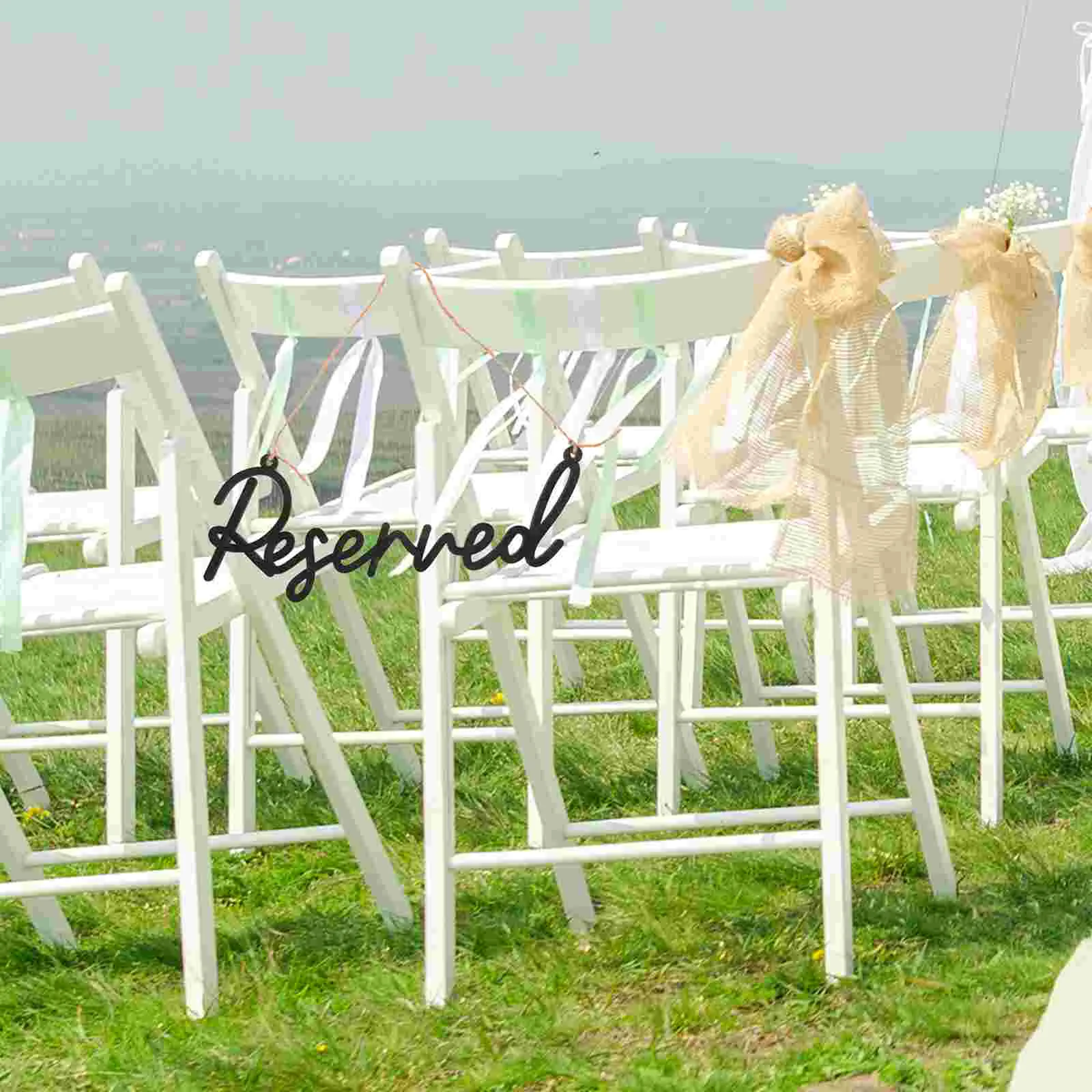 6 Pcs Emblems Reserved Sign Hanging Elegant Wedding Signs Decorate Wear-resistant Wooden Black Table Activity Supplies Reusable