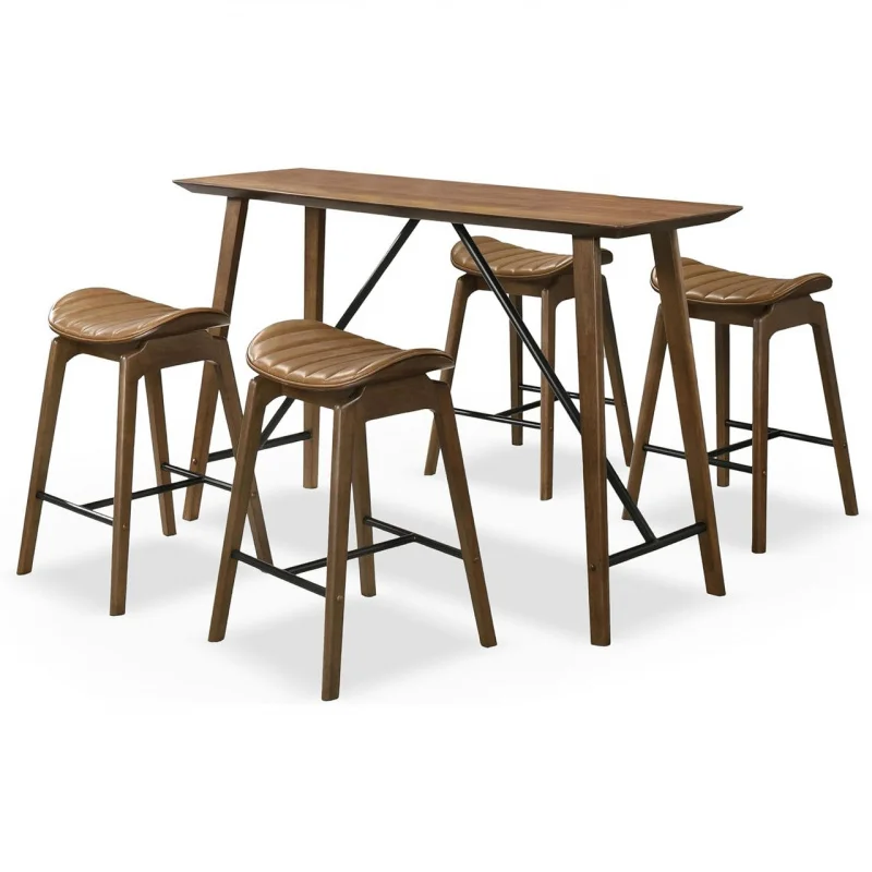

custom.Solid Wood and Iron Bar Furniture Set-Table and Stool Industrial Design Durable & Home Bar & Gym Use