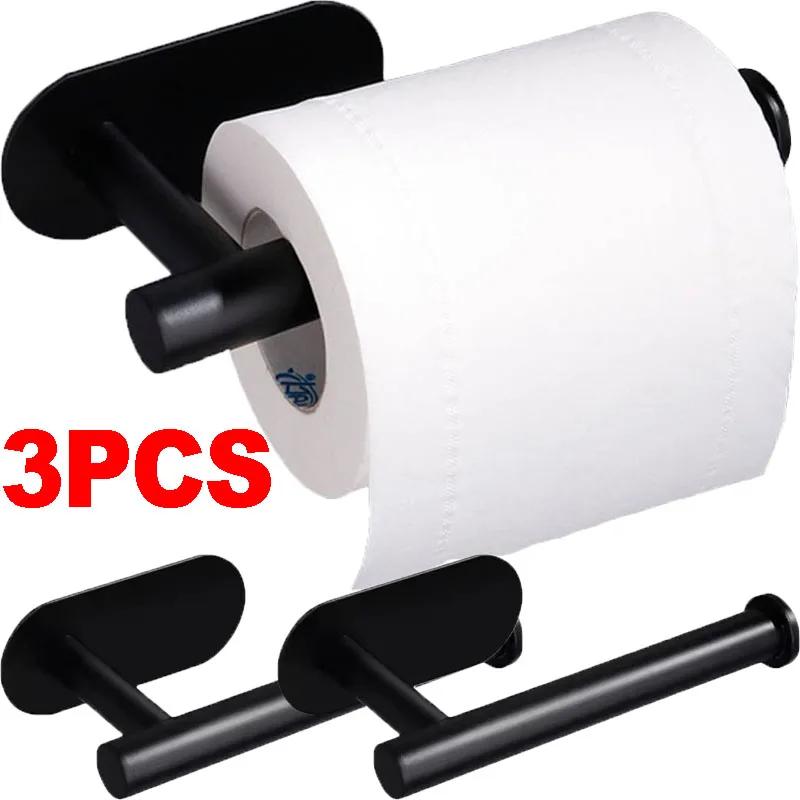 1-3PCS Toilet Paper Holder Paper Stainless Steel Adhesive Roll Paper Dispenser Kitchen Bathroom Wall Mount Tissue Storage Stand