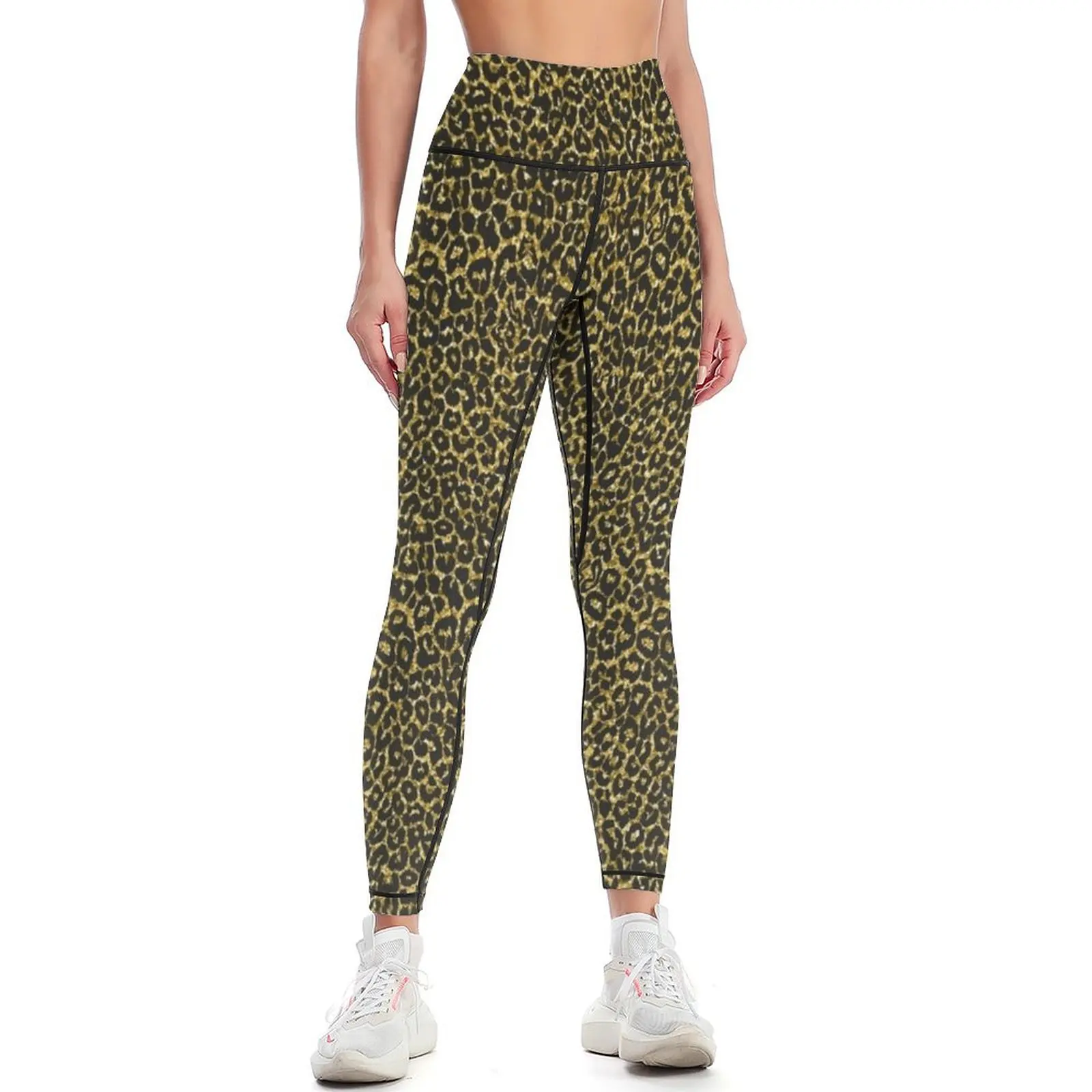 

Patterns: Leopard Print Design - Gold Brown and Black Leggings sports for push up Women's tights Womens Leggings