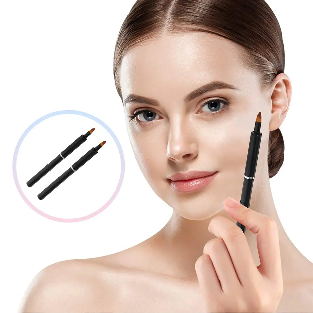 2Pcs Retractable Lip Brush Compact Makeup Tool for Lipstick Gloss Balm Application Smooth Easy to Use Wand