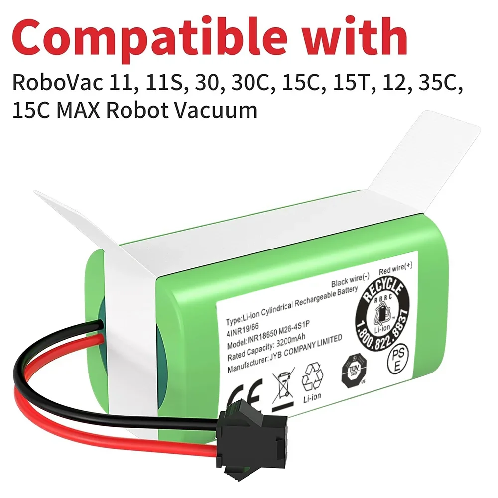 بطارية بديلة 14.4 فولت 3500 مللي أمبير في الساعة لـ Eufy RoboVac 11 11S MAX 25C 30C 15C 35C G10 G20 G30 Verge PA04 جهاز آلي لتنظيف الأتربة