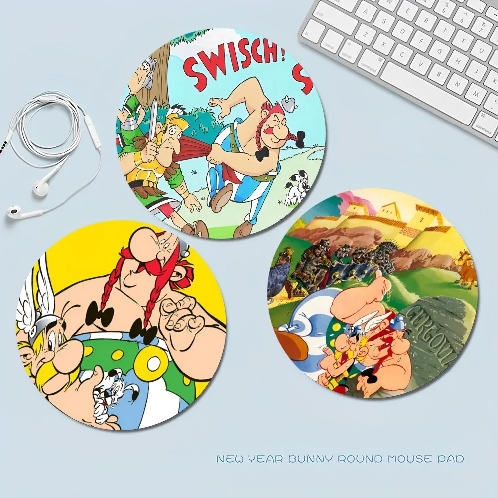 Asterix Obelix Anti-Slip Round Cabinet Gaming Laptop Computer Desk Mat Office Notbook Mouse Pad Mouse Mat for PC Gamer Mousemat