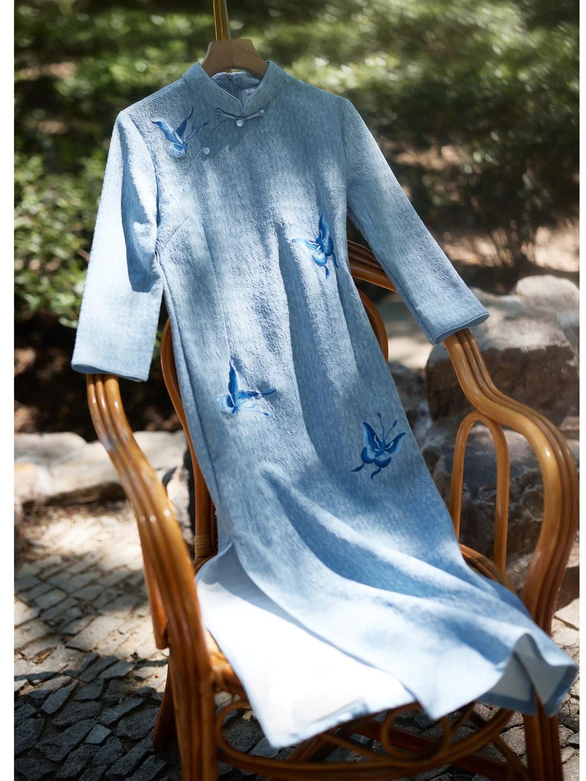 muran-blue-dr-ele-simple-long-sve-traditionnel-chinois-sle-low-slit-midi-dr-pour-femme