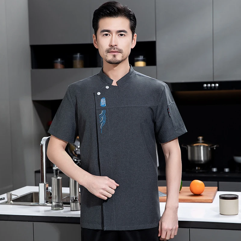 Traje de cocina para hombre y mujer, ropa de trabajo de servicio de Catering, uniformes de restaurante, camisa de cocina, monos de camarero de panadería