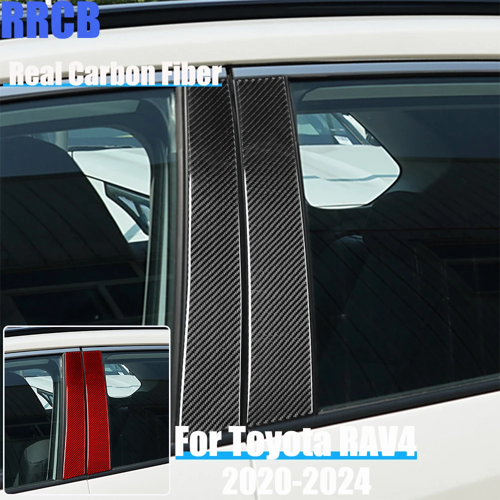 

Автомобильные аксессуары из настоящего углеродного волокна, панель B-стойки, декоративная мягкая наклейка для Toyota RAV4 XA50 2020 2021 2022 2023 2024