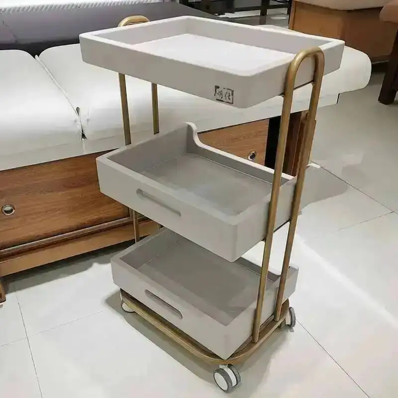

Furniture Professional Manicure Wood Trolley Hairdressing Salon Hairdressers Wheels Storage Bar Dental Tool Cart Nails Vintage