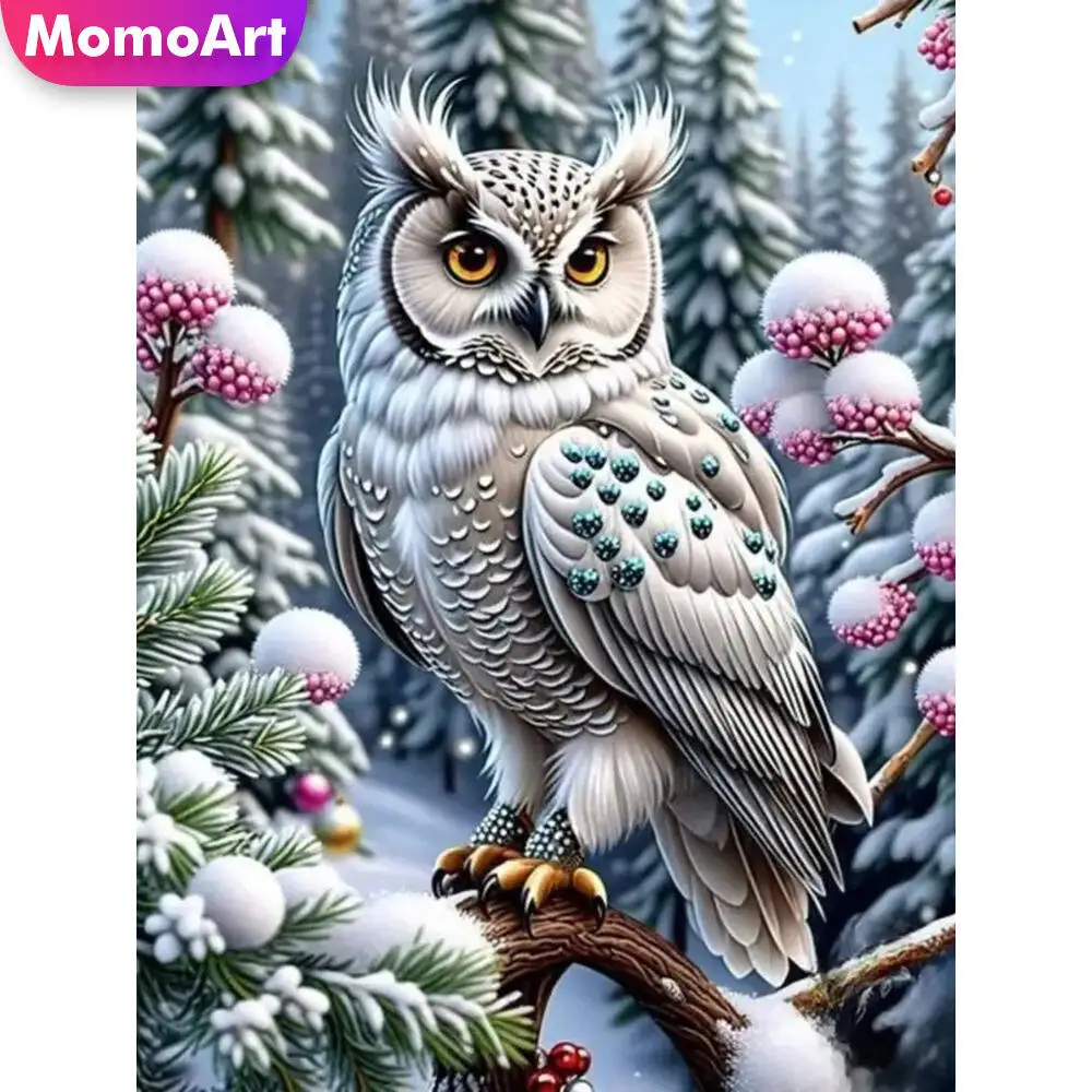 Momoart-pintura de diamante de gato, mosaico de diamantes coloridos de animales, imagen de diamantes de imitación, decoración de pared de Luna