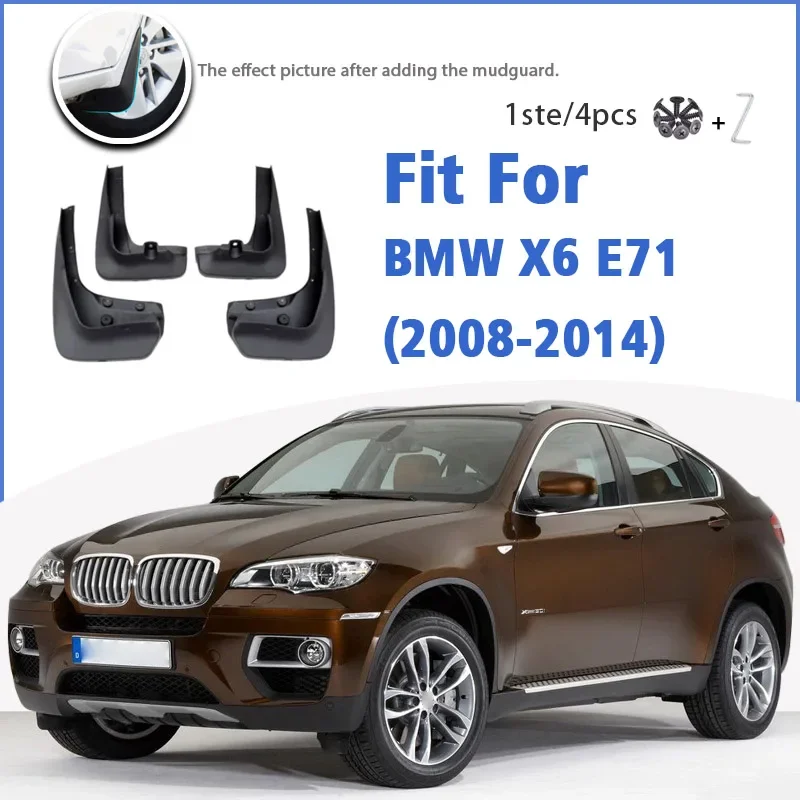 

For BMW X6 E71 2008 2009 2010 2011 2012 2013 2014 Mudflaps Fender Mud Flap Guard Splash Mudguard Car Accessories Front Rear 4pcs