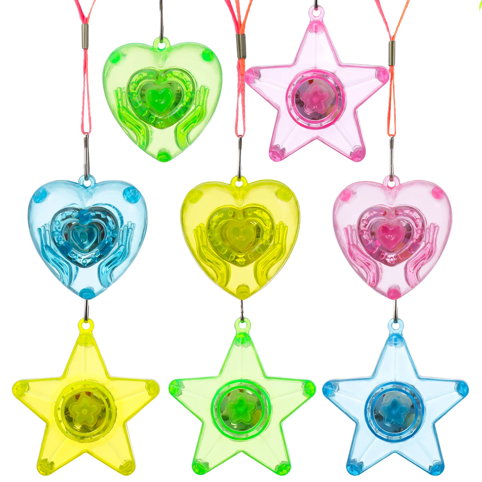 

8pcs LED Necklace 5x3cm Colorful Shining Pendants Plastic Necklace for Wedding Birthday Party Concert Glow in Dark Safe