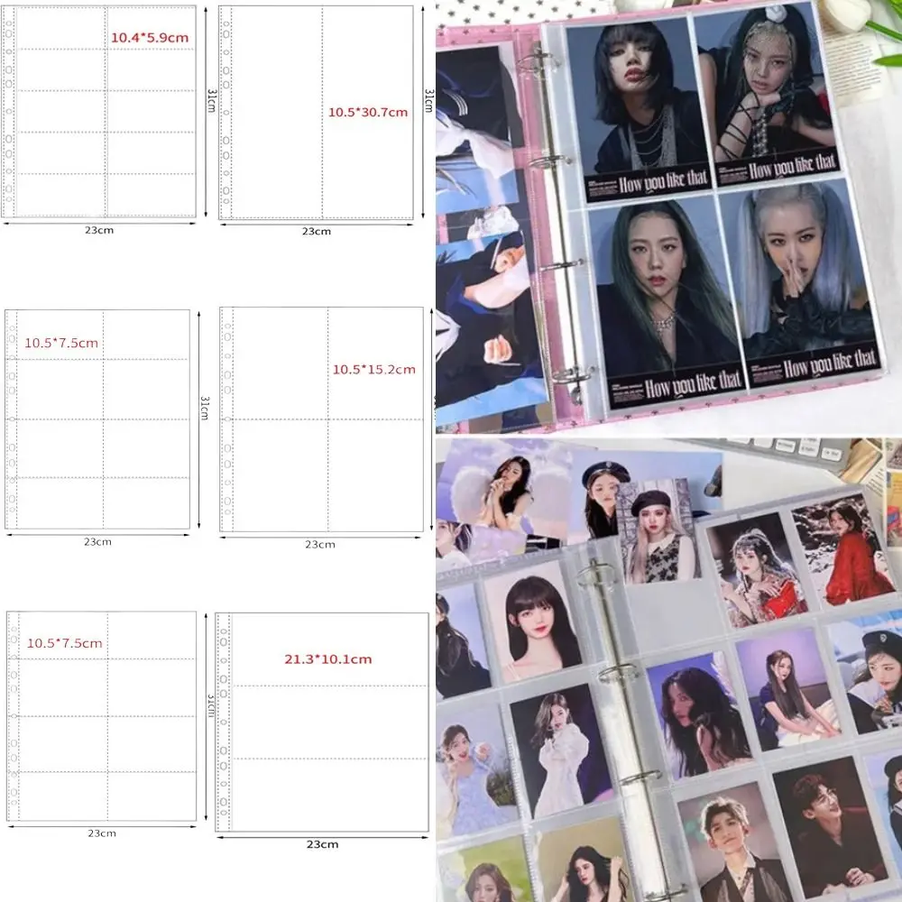 Multiple Pockets A4 Kpop Photocard Binder PP DIY Card Stamp Die Jewelry Storage 4 Hole 4 Ring Transparent Photo Album Sleeves