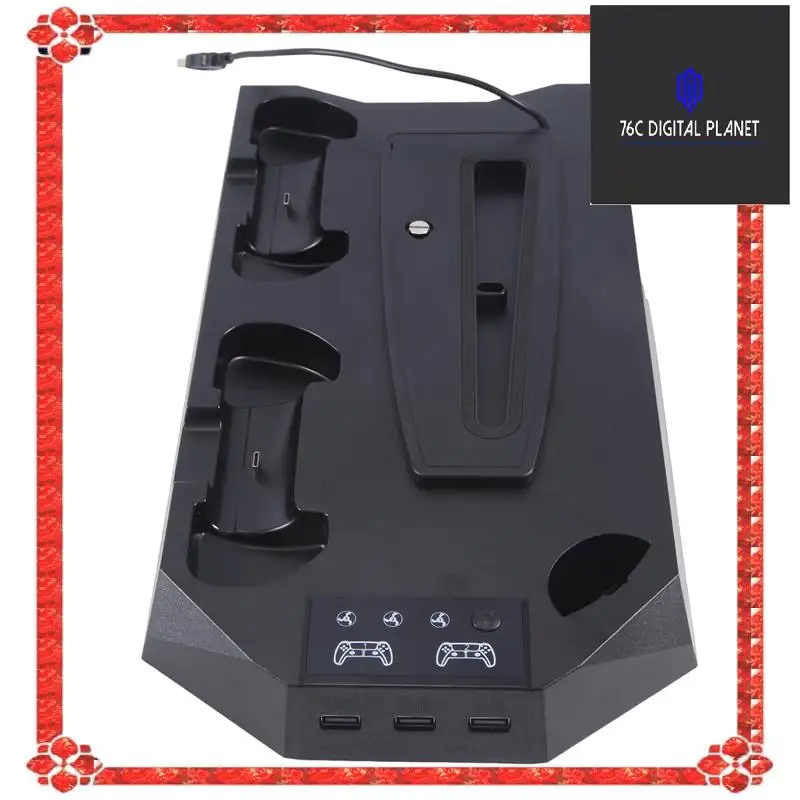 

For PS5 Slim/PS5 Cooling Stand For DE/UHD Fan Dock Ultra Slim Multifunction Controller Direct Charging Stand Easy Install