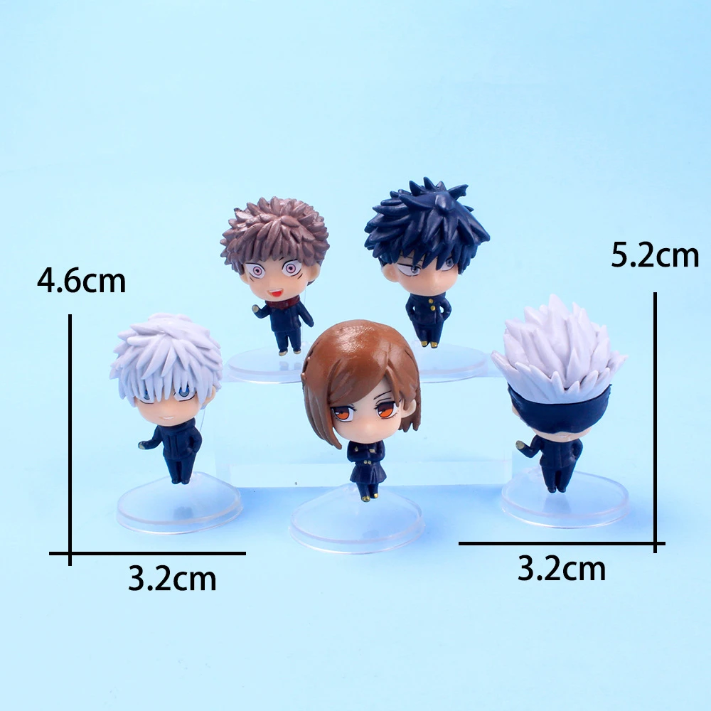 5pcs/set Anime Jujutsu Kaisen Figures Q Version Gojo Satoru Itadori Yuji Kugisaki Pvc Action Figure Collection Model Gifts