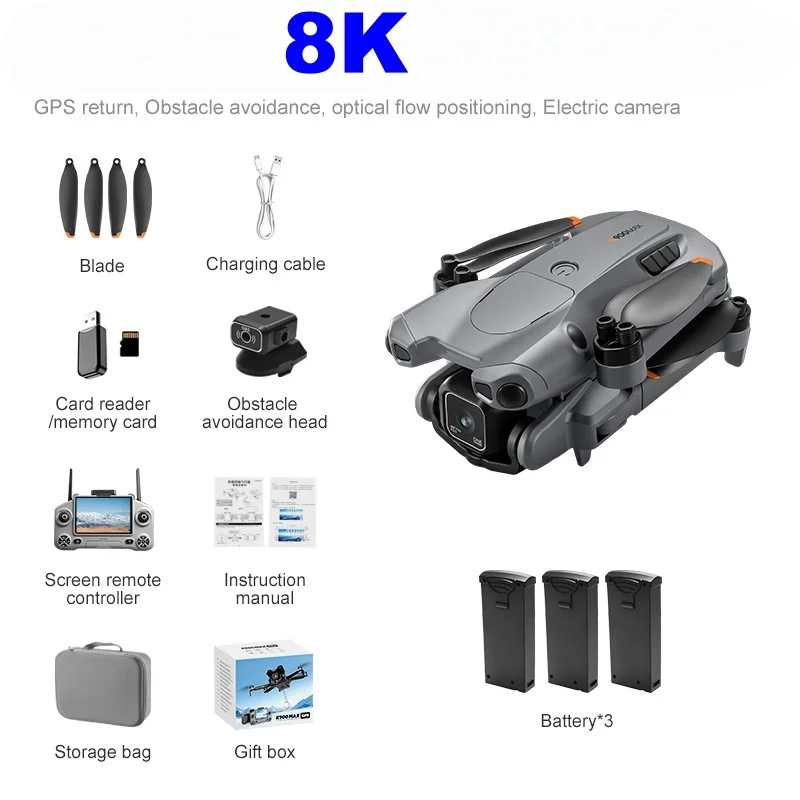Professional GPS Drone Foldable GPS RC Drone 4.5 LCD Screen Controller 5G WiFi FPV Brushless Quadcopter With Airdrop Function
