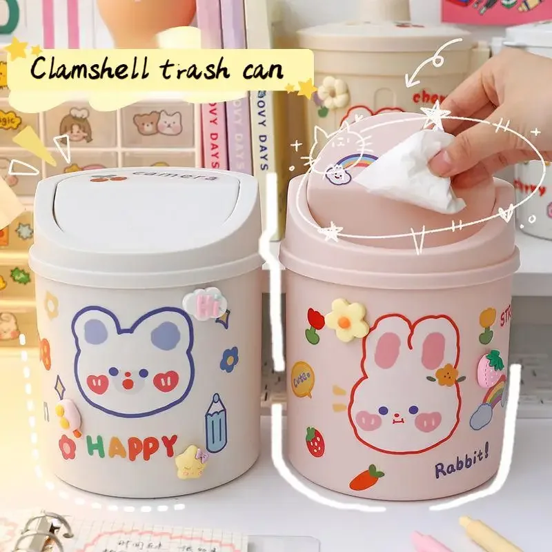 Cute Cartoon Desktop Mini Trash Can Storage Organizer Office School Student Stationery Storag Pen Pencil Holder Desk Garbage Can